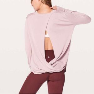 Lululemon Size 8 Bring It Backbend Sweater Porcelain Pink Relaxed Fit Open Back